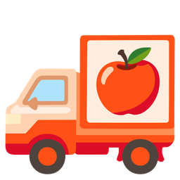 red apple and delivery truck