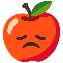red apple and disappointed face