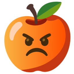 red apple and enraged face