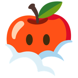 red apple and face in clouds