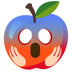red apple and face screaming in fear
