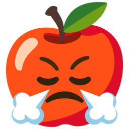 red apple and face with steam from nose