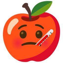 red apple and face with thermometer