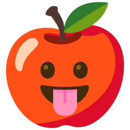 Red apple and Face with tongue
