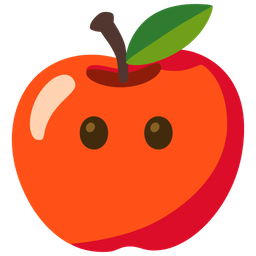 red apple and face without mouth