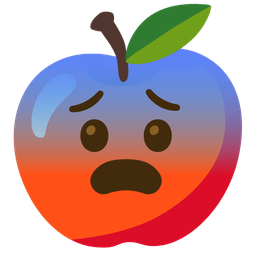 red apple and fearful face
