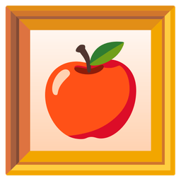 red apple and framed picture