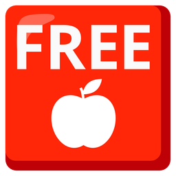 red apple and FREE button