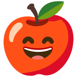 Red apple and Grinning face with smiling eyes
