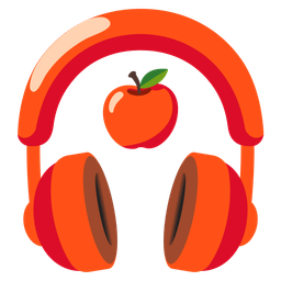 red apple and headphone