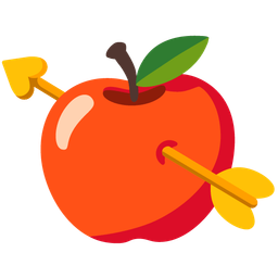 red apple and heart with arrow