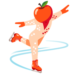 red apple and ice skate