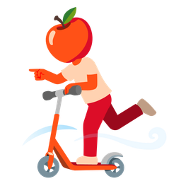 red apple and kick scooter