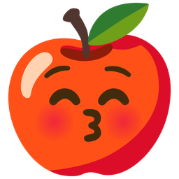 Red apple and Kissing face with closed eyes
