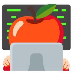 red apple and laptop