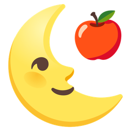 red apple and last quarter moon face