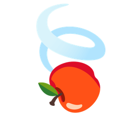 red apple and leaf fluttering in wind