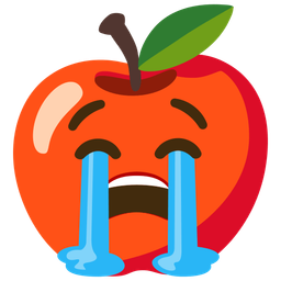 red apple and loudly crying face