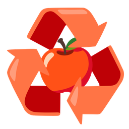 red apple and recycling symbol