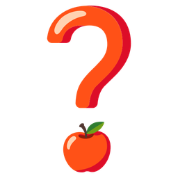 red apple and red question mark