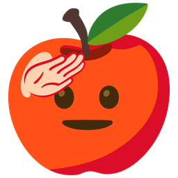 red apple and saluting face