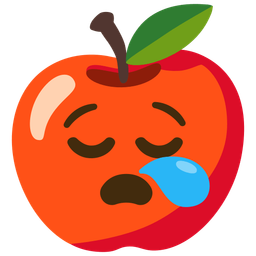 red apple and sleepy face