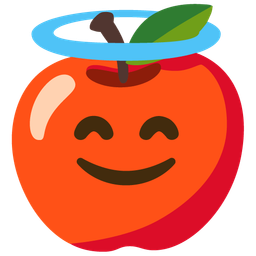 Red apple and Smiling face with halo