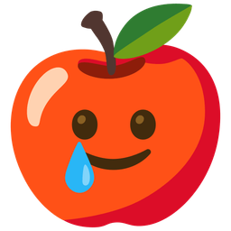 Red apple and Smiling face with tear