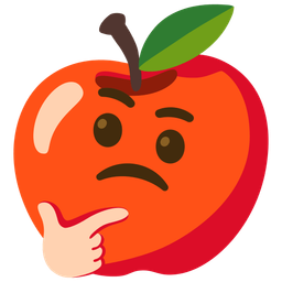 red apple and thinking face