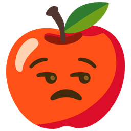 red apple and unamused face
