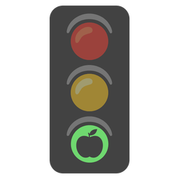 red apple and vertical traffic light