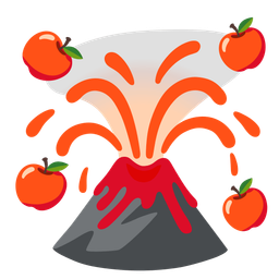 red apple and volcano