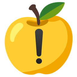 red apple and warning