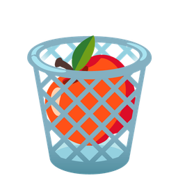 red apple and wastebasket