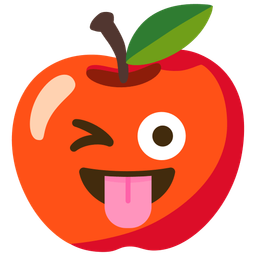 Red apple and Winking face with tongue