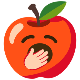 red apple and yawning face
