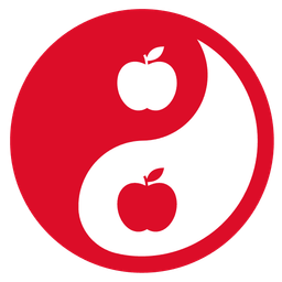 red apple and yin yang