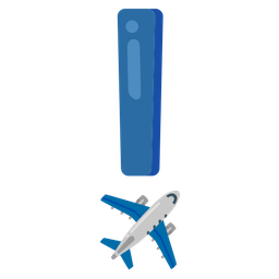 red exclamation mark and airplane