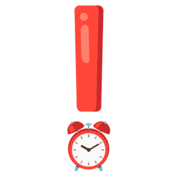 red exclamation mark and alarm clock