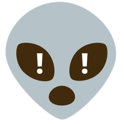 red exclamation mark and alien