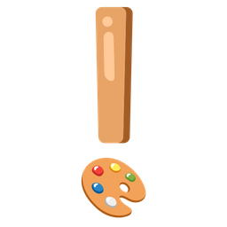 red exclamation mark and artist palette