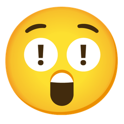 red exclamation mark and astonished face