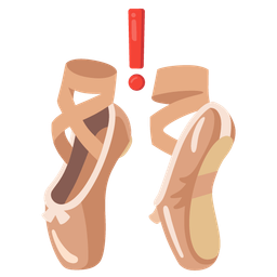 red exclamation mark and ballet shoes