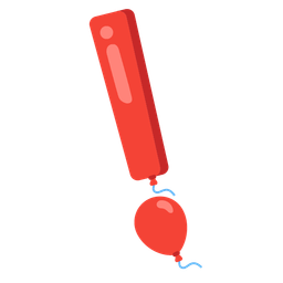 red exclamation mark and balloon