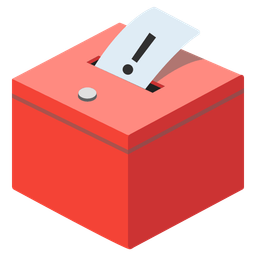 red exclamation mark and ballot box with ballot