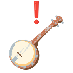 red exclamation mark and banjo