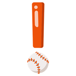 red exclamation mark and baseball