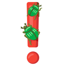 red exclamation mark and beetle