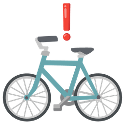 red exclamation mark and bicycle