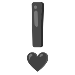 red exclamation mark and black heart